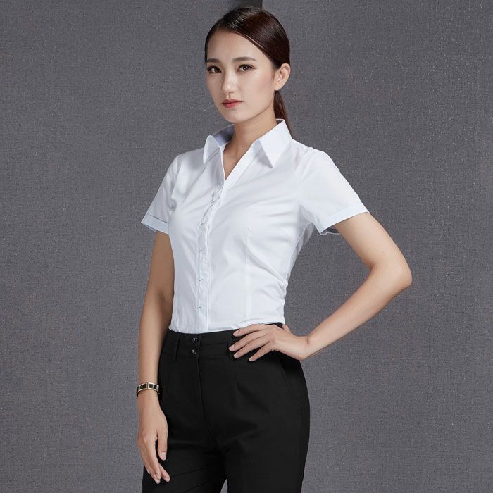 男女職業(yè)白色短袖襯衫JL-CY452