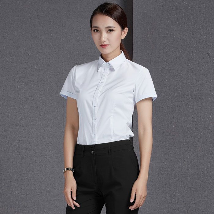 男女職業(yè)白色短袖襯衫JL-CY452